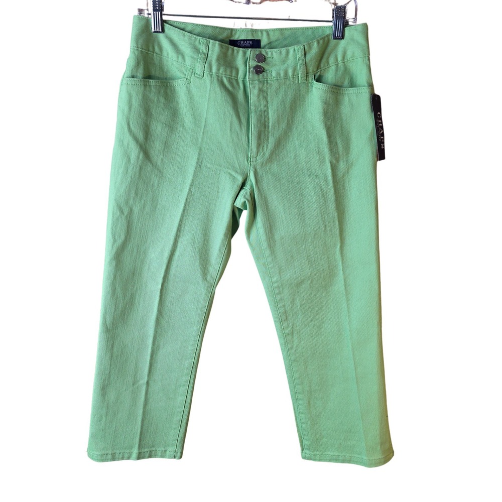 CHAPS Womens Size 6 Green Capri Pants NWT Stretch Cotton Cropped Spring Summer C